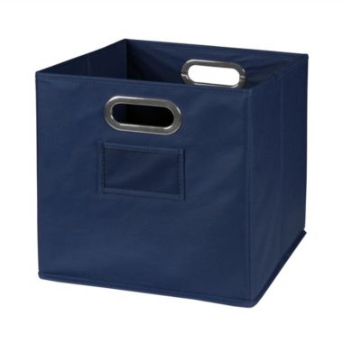 Niche Cubo Set of 2 Foldable Fabric Storage Bin with Built-in Chrome Handles - Blue. View a larger version of this product image.