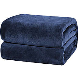 PiccoCasa Fleece Blanket King Size - 350 GSM Soft Warm All Season Flannel Blanket for Couch Sofa Bed Traveling - Fuzzy Lightweight Microfiber Plush Breathable Blankets, 90 x 108 Inches, Dark Blue
