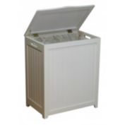 Slickblue White Solid Wood Rectangular Laundry Hamper