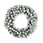 Alternate image 1 for Nearly Natural 24"D Flocked Artificial Christmas Wreath with 160 Bendable Branches and 35 Warm White LED Lights