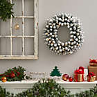 Alternate image 2 for Nearly Natural 24"D Flocked Artificial Christmas Wreath with 160 Bendable Branches and 35 Warm White LED Lights