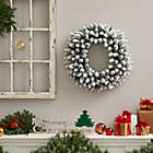 Alternate image 3 for Nearly Natural 24"D Flocked Artificial Christmas Wreath with 160 Bendable Branches and 35 Warm White LED Lights