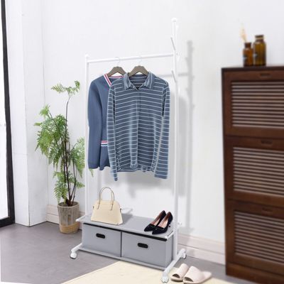 Kitcheniva Rolling Garment Rack With 5 Hooks & Organizer
