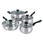 Alternate image 0 for Oster Rametto 8 Piece Stainless Steel Kitchen Cookware Set with Glass Lids