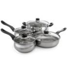 Alternate image 1 for Oster Rametto 8 Piece Stainless Steel Kitchen Cookware Set with Glass Lids