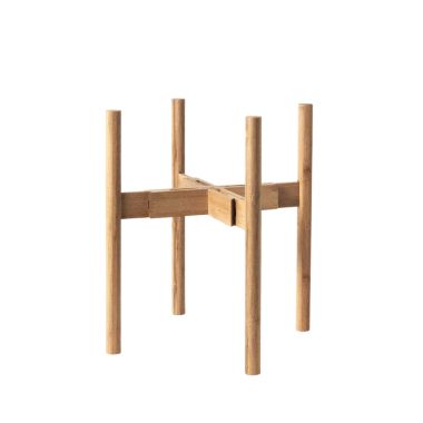 Kanso Designs Adjustable Plant Stand Wooden Bamboo, Mid Century Modern Natural Light Brown Plant Stand, Extendable Planter Stand, 8" - 12" Plant Pot Stand. View a larger version of this product image.