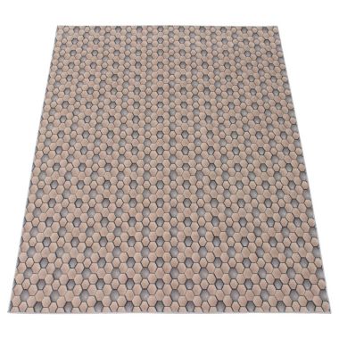 Chaudhary Living 5.25' x 7.25' Blue and Gray Geometric Rectangular Area Throw Rug. View a larger version of this product image.