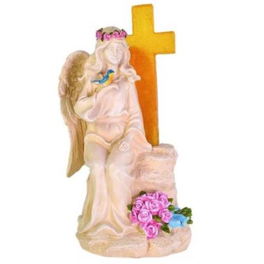 Santa's Workshop Outdoor Decorative 10.6" Solar Angel And Cross. View a larger version of this product image.