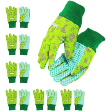 Blue Panda Kids Gardening Work Gloves, Ages 3-6 (Green, 6 Pairs). View a larger version of this product image.