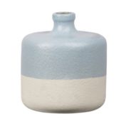 Urban Trends Collection Stoneware Round Vase with Narrow Mouth, Short Neck and Rough Finish, Small - Sky Blue