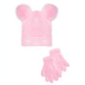 ABG Big Girl&#39;s 2 Pc Faux Fur Poms Hat & Gloves Set Pink Size 7-14
