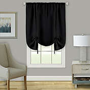 Kate Aurora Shabby Linen Farmhouse Sheer Flax Curtain Tie Up Window Shade - 42 in. W x 63 in. L, Black