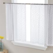 THD Francine Embroidered Sheer Voile Window Curtain Short Rod Pocket Tiers for Kitchen, Bedroom, Small Windows and Bathroom, Set of 2