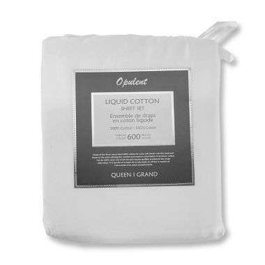 Cotton House - Liquid Cotton Sheet Set, 600 Thread Count, King Size, White. View a larger version of this product image.