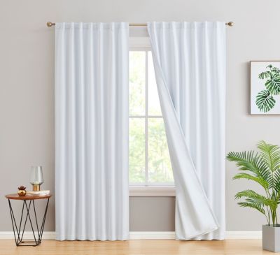 THD Grant 100% Full Complete Blackout Heavy Thermal Insulated Energy Saving Heat/Cold Blocking Curtain Drapery Panels for Bedroom & Living Room - Set of 2