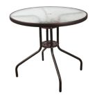 Alternate image 0 for Garden Elements Outdoor Wave Glass Patio Dining Furniture Round Steel Table, Brown, 31.5"