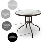 Alternate image 1 for Garden Elements Outdoor Wave Glass Patio Dining Furniture Round Steel Table, Brown, 31.5"