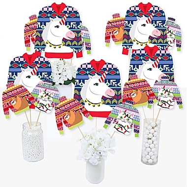 Big Dot of Happiness Wild and Ugly Sweater Party - Holiday and Christmas Animals Party Centerpiece Sticks - Table Toppers - Set of 15. View a larger version of this product image.