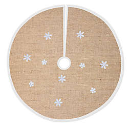 Lexi Home 36 in. Rustic Snowflakes Burlap Christmas Tree Skirt