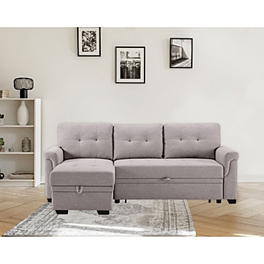Contemporary Home Living 2-Piece Gray Solid Reversible Sleeper Sectional Sofa 84". View a larger version of this product image.