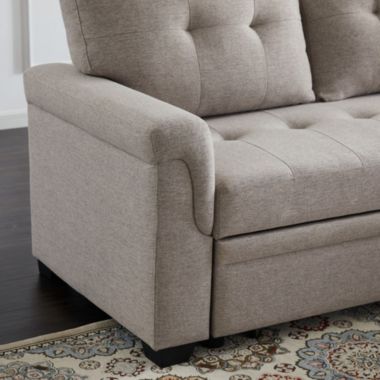 Contemporary Home Living 2-Piece Gray Solid Reversible Sleeper Sectional Sofa 84". View a larger version of this product image.