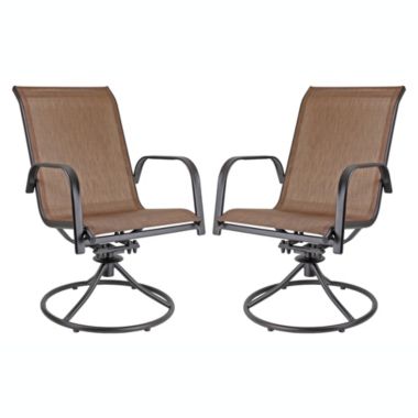 Garden Elements Sienna Swivel Rocker Metal Patio Chair, Brown Espresso Finish (Pack of 2). View a larger version of this product image.
