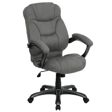 Flash Furniture Jessie High Back Gray Microfiber Contemporary Executive Swivel Ergonomic Office Chair with Arms. View a larger version of this product image.
