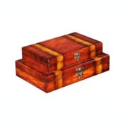Cheungs Home Decorative Set of 2 wooden boxes lined