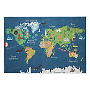 SUSSEXHOME Washable Cotton Educational Rug for Kids Room - Map - Dark Blue, 39.5 x 59 Inches
