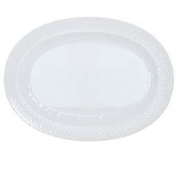 Gibson Home Revere 18.75 Inch Stoneware Oval Embossed Platter in White