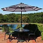 Alternate image 3 for Sunnydaze Outdoor Pool Patio Umbrella with Solar LED Lights, Tilt, and Crank - 9&#39; - Navy Blue Stripe