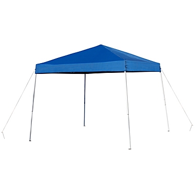Emma + Oliver 8&#39;x8&#39; Blue Weather Resistant Easy Pop Up Slanted Leg Canopy Tent with Carry Bag. View a larger version of this product image.