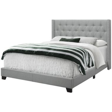 Contemporary Home Living 87.50" Gray Classic Style Rectangular Bed Frame - Queen Size. View a larger version of this product image.
