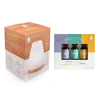 Pursonic Aromatherapy USB Diffuser & Essential Oil Set- Top 3 Oils with 2 Mist Settings Changing Ambient Light Settings. View a larger version of this product image.