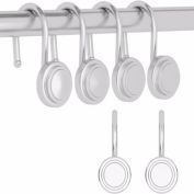 Infinity Merch 12 Pieces Bath Curtain Hook in Round Nickel Silver Plating