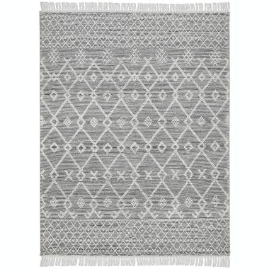 Nicole Curtis Series 3 Textured Diamond Motif Indoor Rug Grey/Ivory 8' x 10'6". View a larger version of this product image.