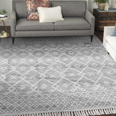 Nicole Curtis Series 3 Textured Diamond Motif Indoor Rug Grey/Ivory 8' x 10'6". View a larger version of this product image.