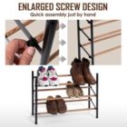 Alternate image 2 for Juvale 3-Tier 18 Pair Shoe Rack Organizer for Entryway Closet Floor, 24-45 inch Expandable, Black & Oak Grain Metal