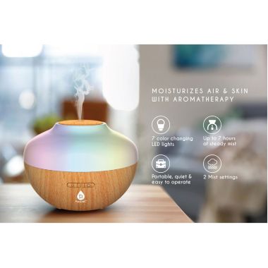 Pursonic 300ml Aromatherapy Essential Oil Diffuser Moisturizes Air & Skin,  7 Color Changing LED Lights Waterless Auto Shut-Off. View a larger version of this product image.