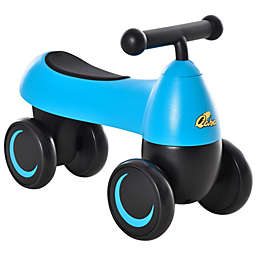 Qaba Toddler Sliding Car Ride-on Toy Walking Bike No Pedal with 4 Wheels Baby Bicycle Indoor Outdoor First Birthday Gifts for Boys Girls 18-36 months Blue