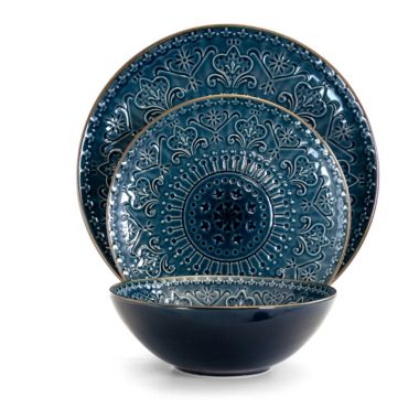 Elama  Deep Sea Mozaic 16 Piece Luxurious Stoneware Dinnerware with Complete Setting for 4. View a larger version of this product image.