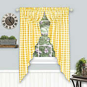 Kate Aurora Farmhouse Plaid Gingham Check Swag Valance Curtain Panel Pair - 72 in. W x 63 in. L, Yellow