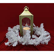 Kitcheniva 12-Inch Gold Decorative LED Candle Lantern with 36-Inch White Garland Holiday Décor