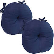 Sunnydaze Indoor/Outdoor Cozy Olefin Replacement Round Patio Bistro Chair Seat Cushion - 15" - Blue - 2pk