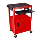 Alternate image 0 for Luxor Adjustable Height Red Metal A/V Cart with Pullout Keyboard Tray and Cabinet