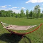 Alternate image 1 for Sunnydaze Quilted Double Fabric 2-Person Hammock with Curved Arc Wood Stand - 400 lb Weight Capacity/13' Stand - Sandy Beach