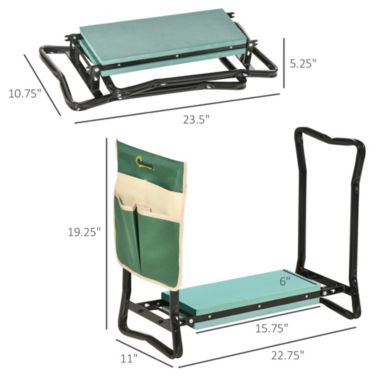 Outsunny Garden Kneeler Seat Stool Bench Kneeling Pad and 1 Large Side Tool Pouch & Easy Folding Design for Transport & Storage. View a larger version of this product image.