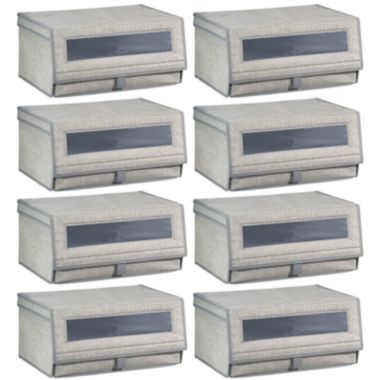 mDesign Stackable Fabric Closet Storage Shoe Box - Large, 8 Pack. View a larger version of this product image.