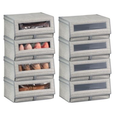 mDesign Stackable Fabric Closet Storage Shoe Box - Large, 8 Pack. View a larger version of this product image.