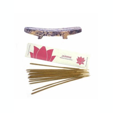 Global Crafts Carved Soapstone Incense Holder with Stick Incense. View a larger version of this product image.